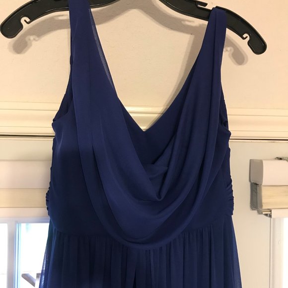 David's Bridal Long Mesh Dress- Cowl Bell Detail - Picture 3 of 4